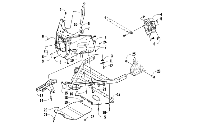 Parts Diagram for Arctic Cat 2012 SNO PRO 600 SNOWMOBILE FRONT BUMPER AND FRAME ASSEMBLY