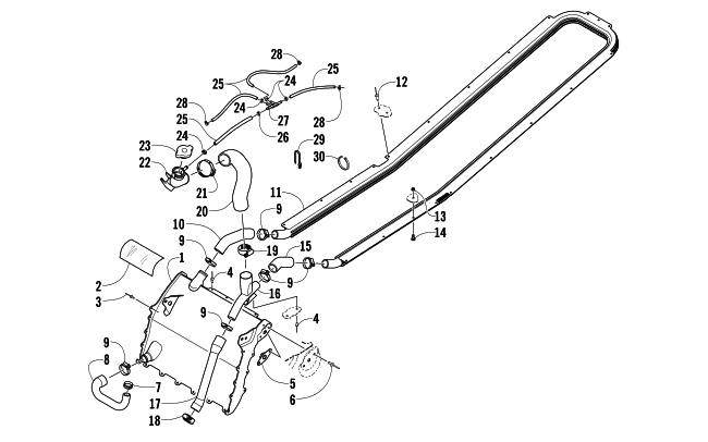 Parts Diagram for Arctic Cat 2012 SNO PRO 600 CROSS COUNTRY SNOWMOBILE COOLING ASSEMBLY