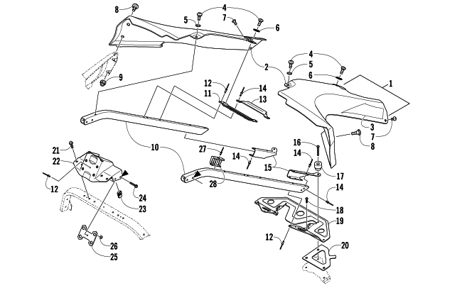 Parts Diagram for Arctic Cat 2012 TZ1 TURBO LXR LTD SNOWMOBILE SEAT SUPPORT ASSEMBLY