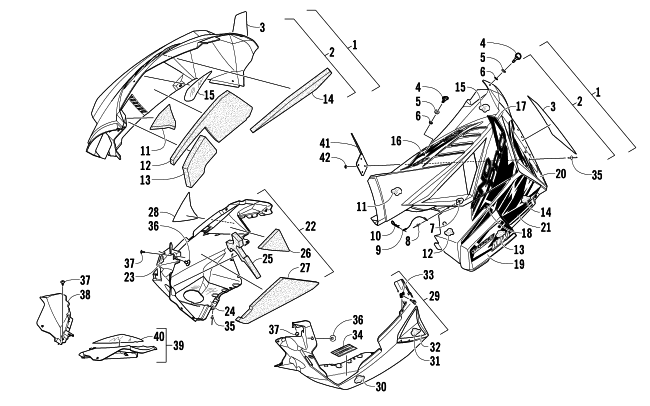 Parts Diagram for Arctic Cat 2012 SNO PRO 600 SNOWMOBILE SKID PLATE AND SIDE PANEL ASSEMBLY