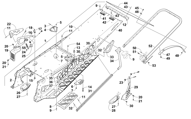 Parts Diagram for Arctic Cat 2012 SNO PRO 600 SNOWMOBILE TUNNEL, REAR BUMPER, AND SNOWFLAP ASSEMBLY