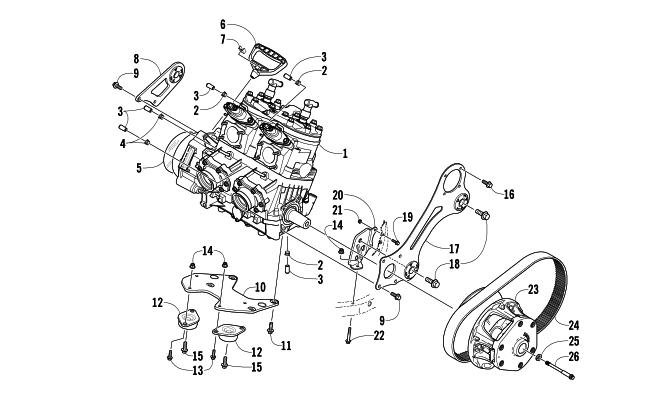 Parts Diagram for Arctic Cat 2012 SNO PRO 600 CROSS COUNTRY SNOWMOBILE ENGINE AND RELATED PARTS