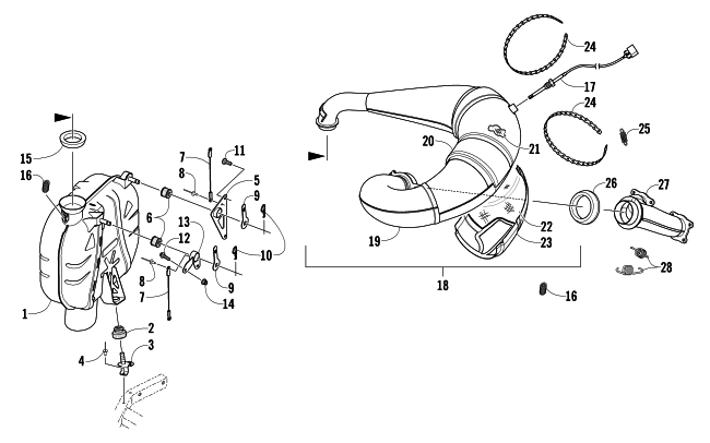 Parts Diagram for Arctic Cat 2012 SNO PRO 600 CROSS COUNTRY SNOWMOBILE EXHAUST ASSEMBLY