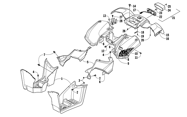 Parts Diagram for Arctic Cat 2012 300 2X4 UTILITY ATV REAR BODY AND TAILLIGHT ASSEMBLY