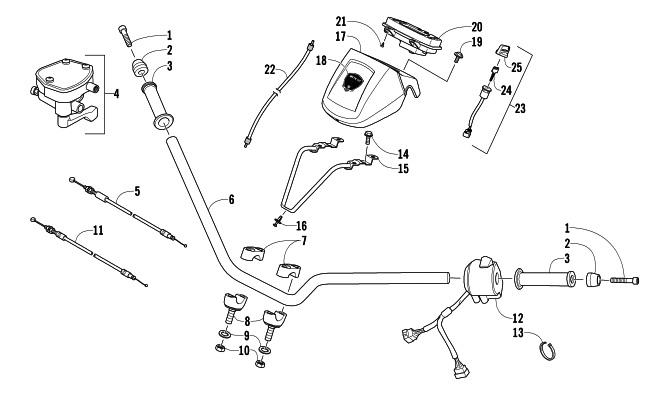 Parts Diagram for Arctic Cat 2012 300 2X4 UTILITY ATV HANDLEBAR, INSTRUMENT POD, AND CONTROL ASSEMBLIES