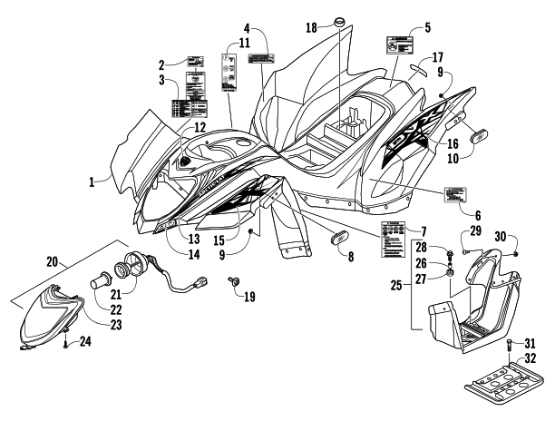 Parts Diagram for Arctic Cat 2012 90 2X4 DVX ATV BODY PANEL AND HEADLIGHT ASSEMBLY