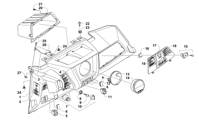 Parts Diagram for Arctic Cat 2014 WILDCAT 4 ATV DASH ASSEMBLY