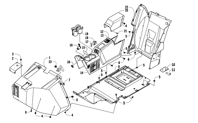 Parts Diagram for Arctic Cat 2013 WILDCAT 1000 LTD ATV CONSOLE AND FLOOR PANEL ASSEMBLY