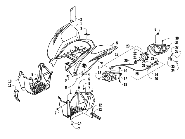 Parts Diagram for Arctic Cat 2012 XC 450 EFI ATV REAR BODY AND TAILLIGHT ASSEMBLY