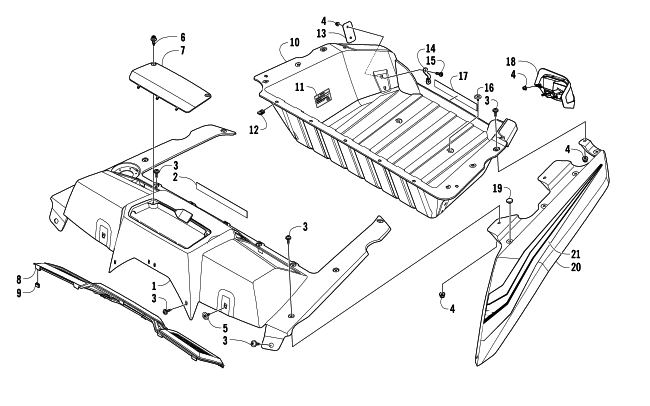 Parts Diagram for Arctic Cat 2012 WILDCAT 1000 GT ATV CARGO BOX AND TAILLIGHT ASSEMBLY