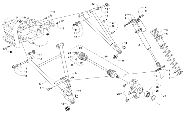 Parts Diagram for Arctic Cat 2012 WILDCAT 1000 GT ATV FRONT SUSPENSION ASSEMBLY