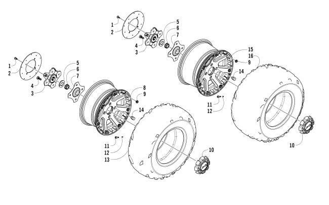 Parts Diagram for Arctic Cat 2012 WILDCAT 1000 GT ATV WHEEL AND TIRE ASSEMBLY