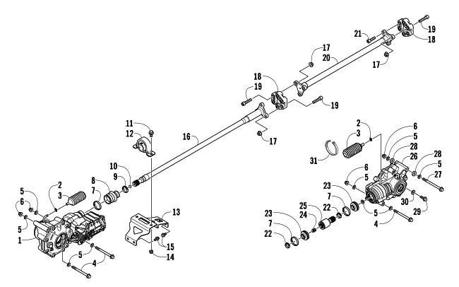 Parts Diagram for Arctic Cat 2013 WILDCAT 1000 LTD ATV DRIVE TRAIN ASSEMBLY