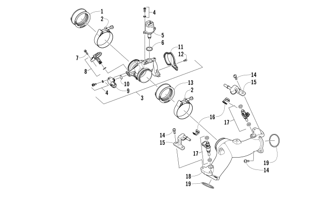 Parts Diagram for Arctic Cat 2013 WILDCAT 1000 LTD ATV THROTTLE BODY ASSEMBLY