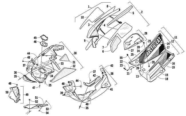 Parts Diagram for Arctic Cat 2013 XF 1100 CROSS-TOUR SNOWMOBILE SKID PLATE AND SIDE PANEL ASSEMBLY