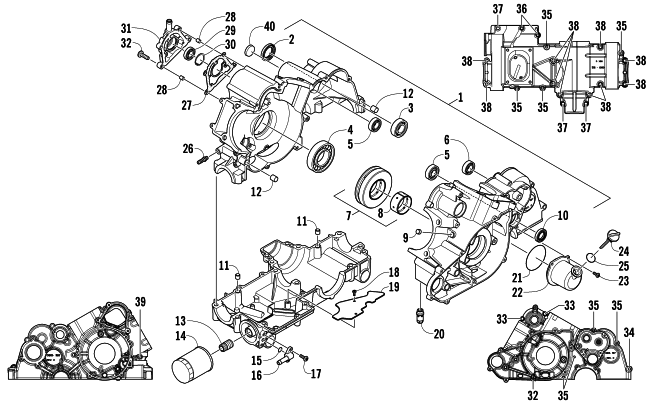 Parts Diagram for Arctic Cat 2012 WILDCAT 1000 GT ATV CRANKCASE ASSEMBLY (ENGINE SERIAL NO. 20101690 AND UP)