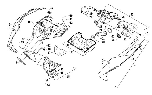 Parts Diagram for Arctic Cat 2013 XF 1100 SNO PRO LTD SNOWMOBILE HOOD AND AIR INTAKE ASSEMBLY