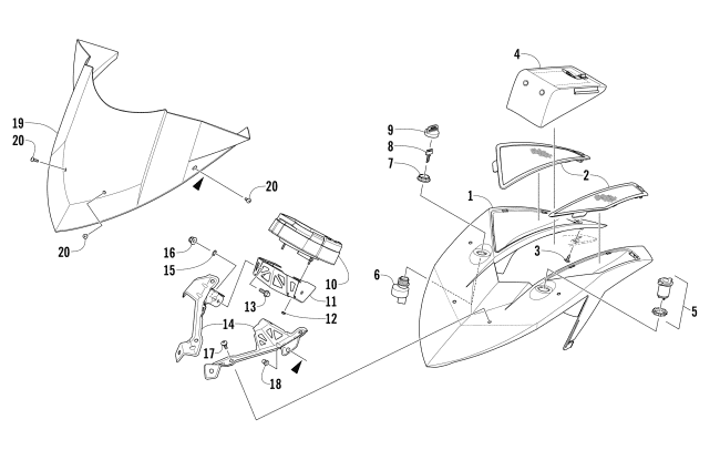 Parts Diagram for Arctic Cat 2013 F 1100 TURBO SNO PRO LTD SNOWMOBILE WINDSHIELD AND INSTRUMENTS ASSEMBLIES