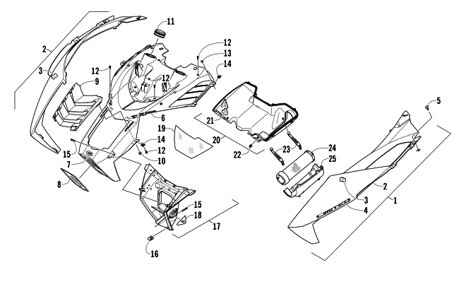 Parts Diagram for Arctic Cat 2013 M 1100 TURBO SNO PRO LTD SNOWMOBILE HOOD AND AIR INTAKE ASSEMBLY