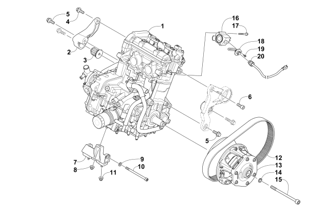 Parts Diagram for Arctic Cat 2013 F 1100 TURBO SNO PRO RR SNOWMOBILE ENGINE AND RELATED PARTS