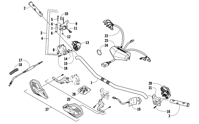 Parts Diagram for Arctic Cat 2013 F 1100 TURBO SNO PRO LTD SNOWMOBILE HANDLEBAR AND CONTROLS
