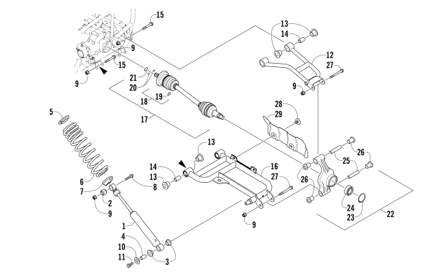 Parts Diagram for Arctic Cat 2015 TRV 700 XT ATV REAR SUSPENSION ASSEMBLY