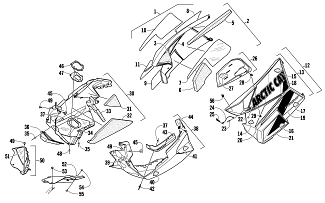 Parts Diagram for Arctic Cat 2013 F 1100 SNO PRO LTD SNOWMOBILE SKID PLATE AND SIDE PANEL ASSEMBLY