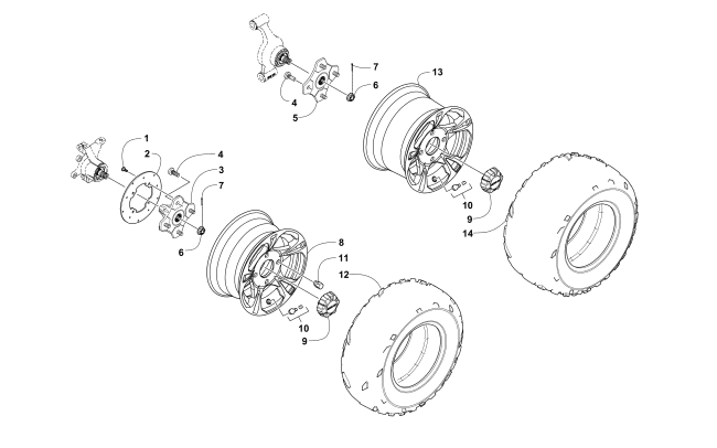 Parts Diagram for Arctic Cat 2014 TRV 700 LTD ATV WHEEL AND TIRE ASSEMBLY