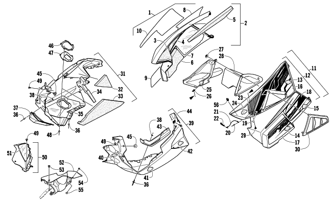 Parts Diagram for Arctic Cat 2013 XF 1100 TURBO SNO PRO HIGH COUNTRY SNOWMOBILE SKID PLATE AND SIDE PANEL ASSEMBLY