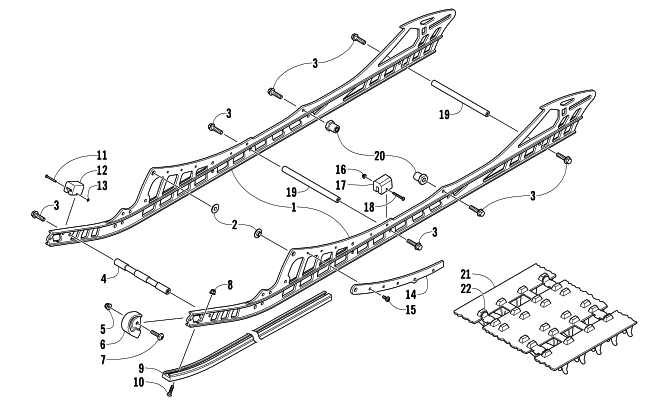 Parts Diagram for Arctic Cat 2013 M 1100 TURBO SNO PRO LTD SNOWMOBILE SLIDE RAIL AND TRACK ASSEMBLY