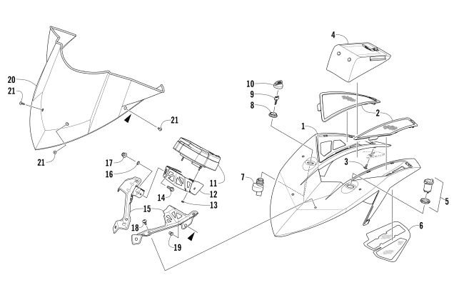 Parts Diagram for Arctic Cat 2017 M 8000 LTD ES 162 (3.0) SNOWMOBILE WINDSHIELD AND INSTRUMENTS ASSEMBLIES