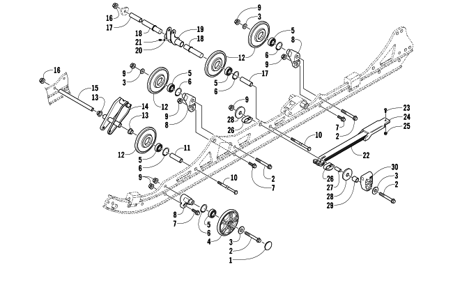 Parts Diagram for Arctic Cat 2013 BEARCAT Z1 XT GS SNOWMOBILE IDLER WHEEL ASSEMBLY