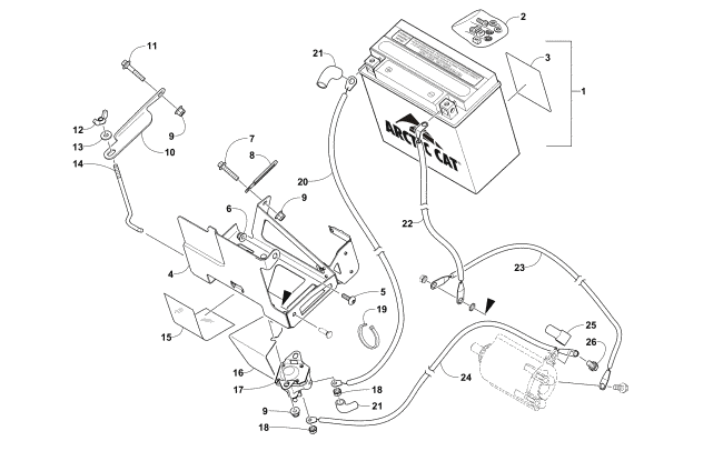 Parts Diagram for Arctic Cat 2013 BEARCAT Z1 XT SNOWMOBILE BATTERY AND TRAY ASSEMBLY