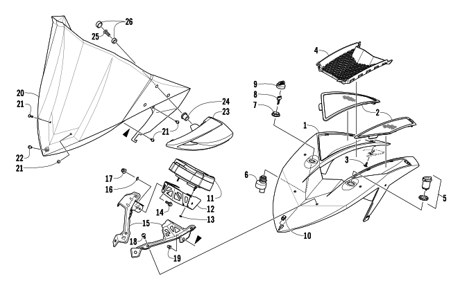 Parts Diagram for Arctic Cat 2013 XF 1100 TURBO CROSS-TOUR SNOWMOBILE WINDSHIELD AND INSTRUMENTS ASSEMBLIES