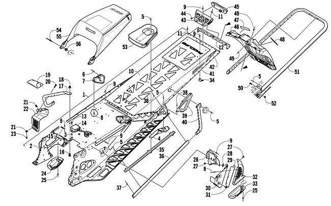 Parts Diagram for Arctic Cat 2013 XF 1100 TURBO SNO PRO HIGH COUNTRY LTD SNOWMOBILE TUNNEL, REAR BUMPER, AND SNOWFLAP ASSEMBLY
