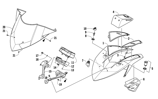 Parts Diagram for Arctic Cat 2013 XF 1100 TURBO SNO PRO HIGH COUNTRY LTD SNOWMOBILE WINDSHIELD AND INSTRUMENTS ASSEMBLIES