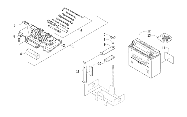 Parts Diagram for Arctic Cat 2015 700 DIESEL ATV BATTERY ASSEMBLY
