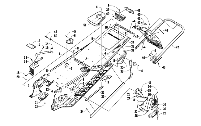 Parts Diagram for Arctic Cat 2013 F 800 SNO PRO SNOWMOBILE TUNNEL, REAR BUMPER, AND SNOWFLAP ASSEMBLY