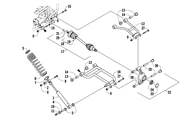Parts Diagram for Arctic Cat 2013 500 ATV REAR SUSPENSION ASSEMBLY