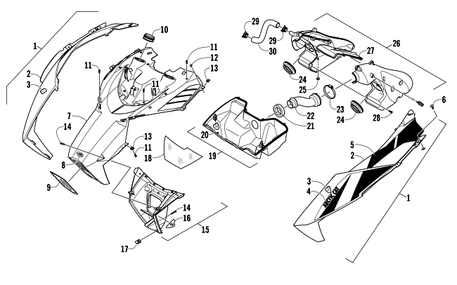 Parts Diagram for Arctic Cat 2013 XF 1100 SNO PRO SNOWMOBILE HOOD AND AIR INTAKE ASSEMBLY