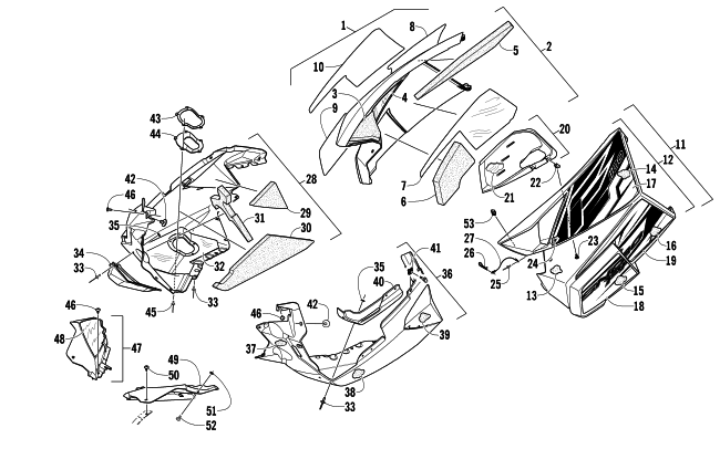 Parts Diagram for Arctic Cat 2013 F 1100 SNO PRO SNOWMOBILE SKID PLATE AND SIDE PANEL ASSEMBLY