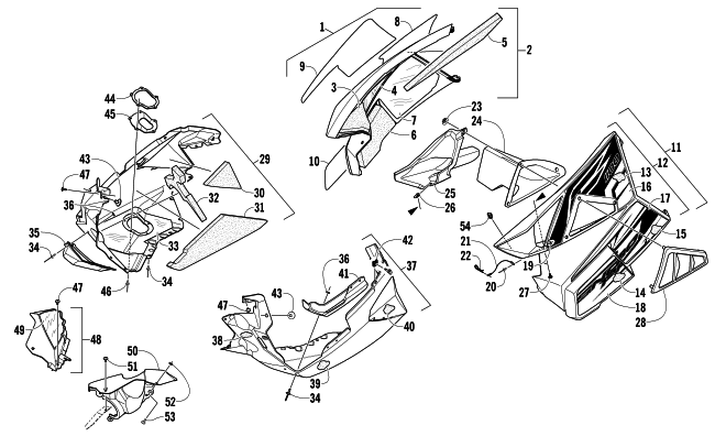 Parts Diagram for Arctic Cat 2013 F 1100 TURBO SNO PRO SNOWMOBILE SKID PLATE AND SIDE PANEL ASSEMBLY