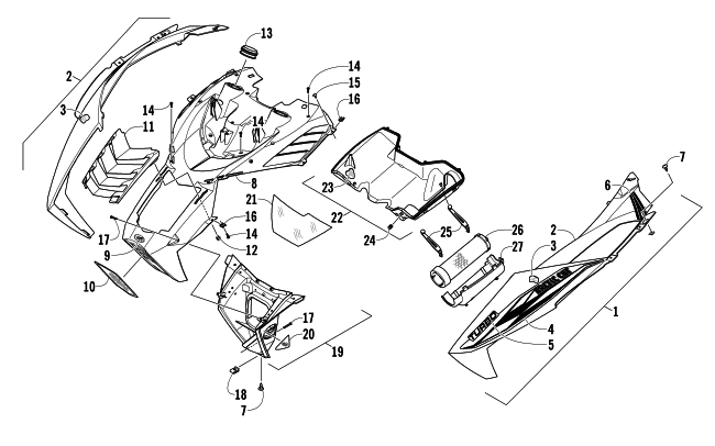 Parts Diagram for Arctic Cat 2013 F 1100 TURBO SNO PRO RR SNOWMOBILE HOOD AND AIR INTAKE ASSEMBLY