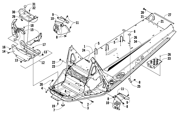 Parts Diagram for Arctic Cat 2013 BEARCAT 570 SNOWMOBILE CHASSIS ASSEMBLY