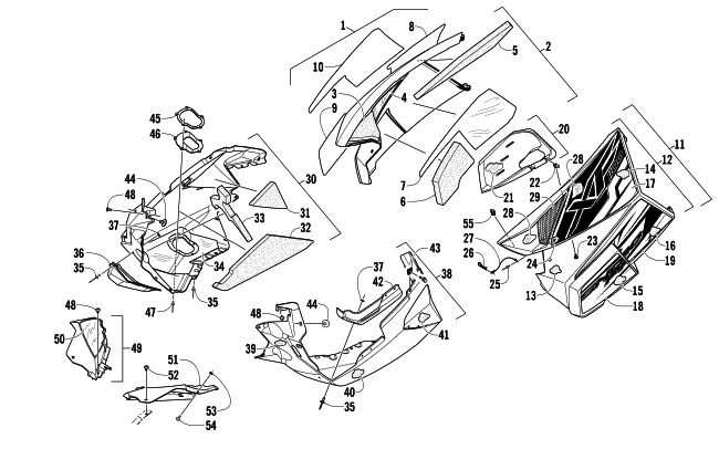 Parts Diagram for Arctic Cat 2013 XF 1100 SNO PRO SNOWMOBILE SKID PLATE AND SIDE PANEL ASSEMBLY