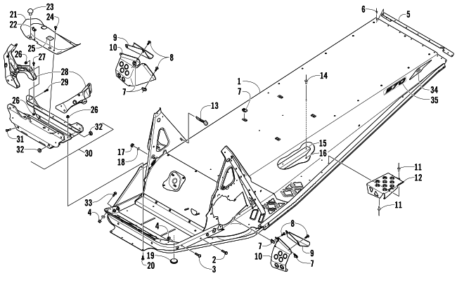 Parts Diagram for Arctic Cat 2013 BEARCAT 570 XT SNOWMOBILE CHASSIS ASSEMBLY