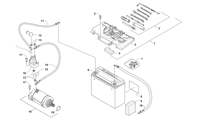 Parts Diagram for Arctic Cat 2015 TRV 550 LTD ATV BATTERY AND STARTER ASSEMBLY