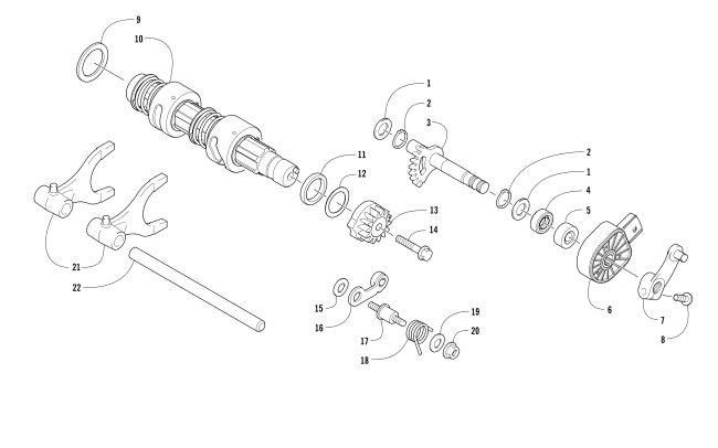 Parts Diagram for Arctic Cat 2014 700 LTD ATV GEAR SHIFTING ASSEMBLY