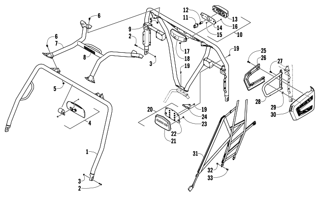 Parts Diagram for Arctic Cat 2014 PROWLER 700 XTX ATV ROPS AND TAILLIGHT ASSEMBLY