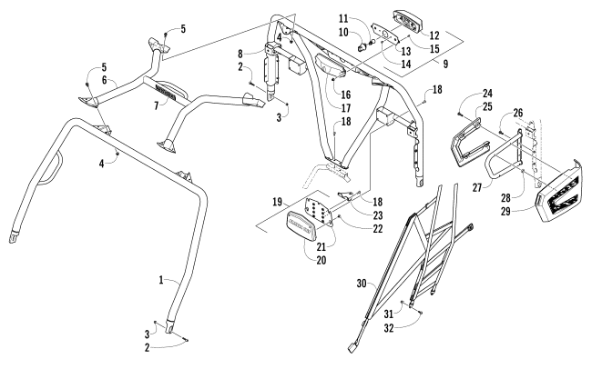 Parts Diagram for Arctic Cat 2014 PROWLER 550 XT ATV ROPS AND TAILLIGHT ASSEMBLY